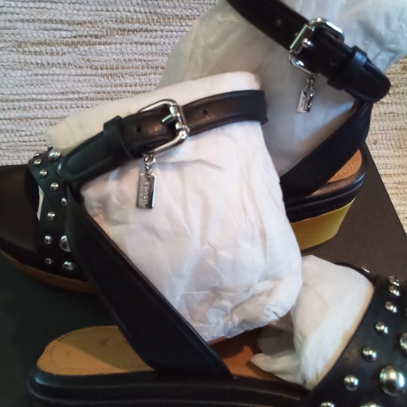 COACH ASTOR STUDDED CLOG Platform Sandal / Black/ Size : 5 1/2 - Picture 4 of 6